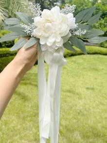 Wedding Car Rearview Mirror Decor Flowers, Wedding Car Door Handle Bowknot Decor Bouquet