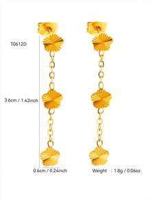 TONSI 1 Pair 18K Gold Plated Stainless Steel 5-Leaf Flower, 5-Leaf Clover Tassel Earrings, Floral Earrings, Elegant Fashion Jewelry Suitable For Women's Daily, Commute, Festivals, Parties. Great Gift For Friends, Mothers, Lovers, Jewelry Box, Christmas Gift - Gold - View 7