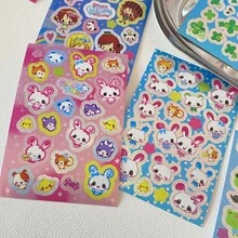 8件套复古少女兔子草莓四叶草银色闪光贴纸日记本手机壳装饰贴纸 - Colorful - 查看 8