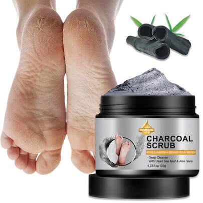 SUMIFANG Bamboo Charcoal Foot Scrub - Helps Skin Absorb Moisture And Maintain Hydration - Protects Skin And Enhances Skin Elasticity - Quickly Absorbs, Non-Greasy And Refreshing, Suitable For Dry And Rough Skin - The Ideal Choice For Foot Care