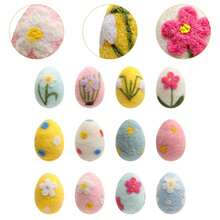 4pcs Handmade Wool Felt Easter Eggs - Colorful And Textured Eggs Decorated With Floral And Bunny Patterns, Handcrafted Ornaments Suitable For Tabletop Decor, Room Decoration, Craft Making, Easter Display, Party Decoration And Spring Home Decor - Multicolor - View 6