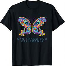 San Francisco California Souvenir Butterfly Graphic T-Shirt - Black - View 1