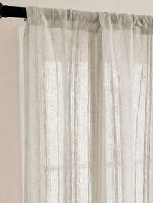 1pc Beige Striped Linen Curtain Tie-Up Roman Shade Chic Semi Sheer Curtain For Kitchen Bathroom Small Windows