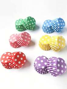1000pcs Assorted Color Polka Dot Mini Cupcake Liners, 0.98 Inch Non-Stick Heat Resistant Baking Cups, Essential For Birthday, Holiday, Graduation Party Themes - Kitchen Baking Supplies - Multicolor - View 4