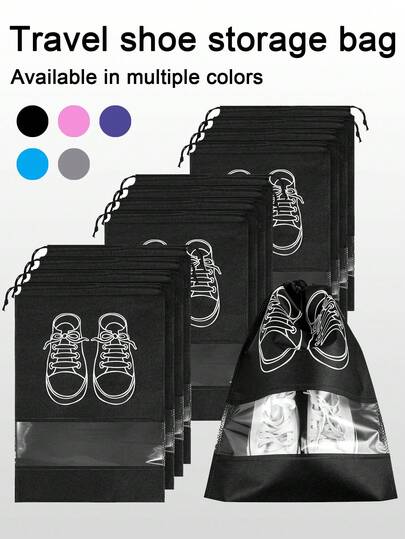 1/5/10pcs Shoes Storage Bag With Rope Non-Woven Fabric Shoe Bags For Travel Portable Waterproof Shoes Packing Bag Multifunctional Storage Bag Shoe Organizer For Men And Women Travel Supplies, Home Storage And Organization Supplies Travel Organizer Drawstring Shoes Pouch Shoes Cover Dust-Proof For Women Packing Cubes Travel Essential Cruise Essentials Vacation Essentials