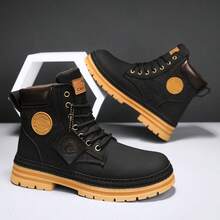 Herren schwarze High-Top Schnürstiefel, rutschfest, geeignet für Herbst/Winter, Größe 39-48 - Schwarz - Übersicht 8