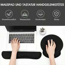 Keyboard Wrist Rest, Memory Foam Keyboard Wrist Rest, Smooth Fiber Keyboard Wrist Rest, Ergonomic Keyboard And Mouse Pad Set, Easy To Type, Relieves Hand Friction And Discomfort, Suitable For Laptops, Office, Study And Gaming, And Home Use. - Black - View 6