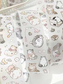 1卷宠物闪光胶带，可爱猫咪系列，适用于礼品、办公、家居、标记、标签、教室、娱乐玩具、学生计划本、创意复古装饰DIY材料 - 彩色 - 查看 2