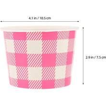 ARTIBETTER Vasos para Helado de Papel Desechables 16oz Tazones para Postre y Yogur 10 Piezas Diseño de Cuadricula Rosa Ideales para Fiestas Cumpleaños y Picnic - 1 - Ver 5