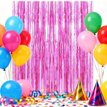 2/5 قطعة ستارة معدنية مقطعة بخيوط معدنية لخلفية حفلة الفوشيا، ديكور حفلة عيد الميلاد والزفاف، لوازم هدايا