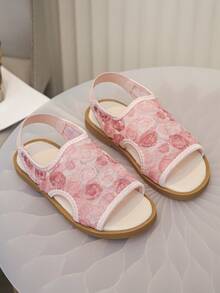 1 Đôi dép đế bằng in lưới thời trang và đa năng, món đồ thiết yếu cho mùa hè của các công chúa nhỏ - Màu Hồng  Dưa hấu - Xem 3