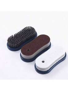 3pcs/Set Multi-Functional Hydraulic Sponge Scrub Pads, Includes Shoe Brush, Cleaning Brush, And Scrub Pad With Liquid Dispenser - Blue - View 3