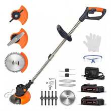 Cortacésped Eléctrico Inalámbrico, Cortacésped Eléctrico Portátil 3 en 1, Fácil de manejar,Hay varios accesorios disponibles,para Cortar el Césped y el Jardín,Apto tanto para uso doméstico como para uso en exteriores. - Negro - Ver 1