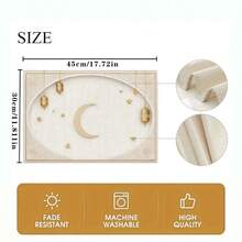 A Set Of 4-Piece Ramadan Themed Table Mats, Featuring A Simple Beige Design With A Crescent Moon And Lantern Design, Adorned With Stars, Suitable For Gatherings, Dining, And Holiday Decorations. The Size Is 30x45 Centimeters, Suitable For Home Decoration, Holiday Table Decoration, Rural Holiday Decoration, Rural Style, Washable Mats, Durable Materials, Holiday Table Decoration, And Home Entertainment. This Is The Ideal Choice For Ramadan. - Multicolor - View 5