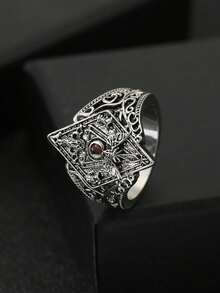 1PC Vintage Gothic Personalized Bat Rhombus Ring Business Fashion Black Gift Suitable For Men And Women Daily Wear And Party Accessories - Ring - View 3