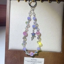 Dây chuyền điện thoại đính pha lê nặng, hạt cườm, nơ hồng phối hợp, mặt dây chuyền sáng tạo dành cho nữ, phụ kiện túi xách đính đá cao cấp, tương thích với Android và hầu hết các điện thoại thông minh, quà tặng cho mẹ, gia đình, bạn bè, trẻ em, sinh nhật, ngày lễ. - Mặt dây chuyền ngôi sao màu tím - Xem 3