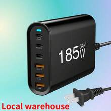 6-Port Charging Station For Multiple Devices: 185W GaN 3USB-A + 3USB-C Fast Charger – Portable Power Adapter | Local Warehouse Suitable For Multiple People Charging, Multiple Devices Charging, Home Charging Needs, And Office Desks Home Office - US A Type Plug(110-127V) - View 4