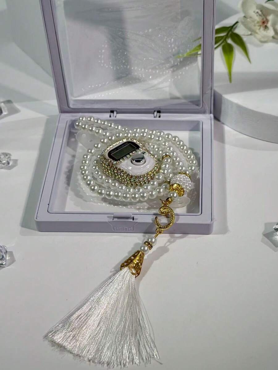 1 Set Convenient Counter, Prayer Beads Bracelet, 99pcs Pearl Tassel + Counter In Premium Gift Box - Multicolor - View 1