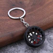 Accesorio de moda para llavero con diseño de disco de freno y llanta de coche, llavero pendiente de simulación realista, caliente - Negro - Ver 7