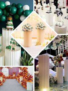 Chân đế bằng bìa cứng màu ngà, chân đế hình trụ gấp gọn, phụ kiện trang trí đám cưới, cột trưng bày sàn nhà, hộp đế tự làm với nắp tròn, đế hình trụ bằng ống giấy gấp gọn, giá đỡ hoa bánh cưới, sinh nhật. - Màu be - Xem 5