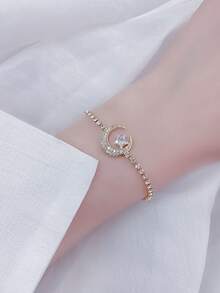 1件优雅可调节月亮星星手链，镶嵌闪亮立方氧化锆，时尚简约风格，适合日常佩戴和聚会场合。 - 手鍊 - 查看 3