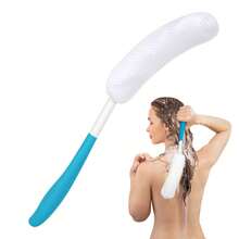 1pc Body Back Bath Brush, Curve Long Handle Mesh Bag Sponge Rubbing Back Shower Brush, Replaceable Scrubbing Brush,Exfoliating Skin And A Soft Scrub Back Brush,Length Is 15.35 Inch/39cm