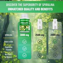 XEMENRY Spirulina 3000mg - Antioxidants, Enhances Cellular Energy, Promote Cardiovascular Health, Improves Digestion And Absorption - 120pcs - One bottle - Trial stage - View 4