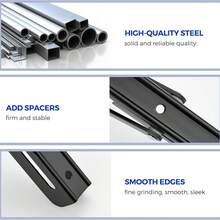 折叠式置物架支架，最大承重220磅，重型DIY壁挂式置物架支架，节省空间，适用于桌子、工作台（2个装） - 黑色 - 查看 3