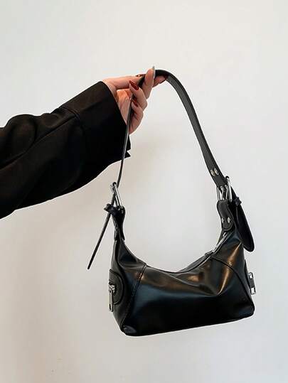 Vintage Hipster Niche Design Leather Zipper Shoulder Handbag