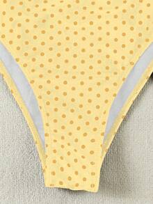 新款夏季欧美性感、优雅、时尚波点系带连体泳衣（女款） - 黃色 - 查看 5