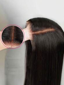 5x5蕾丝前假发,150%密度,巴西原生发,透明蕾丝,无需胶水 - Natural Black - 查看 5
