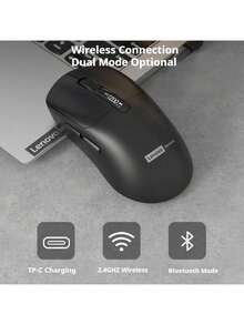 Lenovo N04S Wireless Mouse: 2.4G + Bluetooth Dual-Mode Connection, 6-Button Layout, 4-Level DPI Adjustment, USB Receiver, Multi-Device Applicable, Smart Sleep Mode, Suitable For Various Systems, For More Efficient Office Work - White - View 4