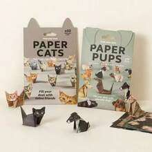 1pc Geometric Origami Of Cats And Dogs, Animal Origami DIY, 50 Sheets Of 3D Origami. - Multicolor - View 6