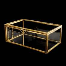 HighFree Vintage Glass Box With Lid - Clear Jewelry Glass Display Box Keepsake Box - Home Decor Decorative Box For Trinket Rings Bracelet (Gold, X-Small),X-Small,Gold - Vàng - Xem 8