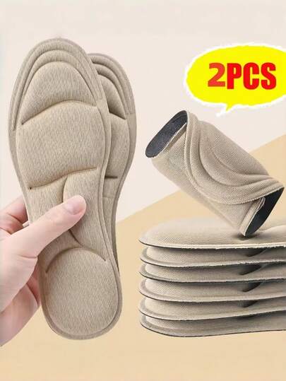2pcs 5D Massage Memory Foam Shoe Insoles, Thick Breathable Cushion Comfortable For High Heels