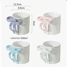 1 件蝴蝶结陶瓷杯丝带蝴蝶结手柄咖啡杯带粉色蝴蝶结礼盒包装礼物送给朋友送女朋友礼物、返校季礼物、圣诞节礼物、生日礼物、情人节礼物、水杯、情侣杯 - 彩色 - 查看 7