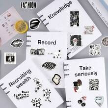 50张Y2K风格贴纸，黑白配色，深色防水乙烯基贴纸，美观的笔记本电脑贴纸套装，滑板贴纸，水瓶贴纸，笔记本贴纸，学习用品，返校季 - 彩色 - 查看 6