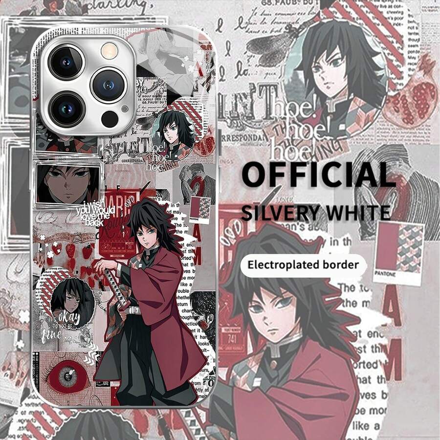 Funda para teléfono con diseño de guerrero anime, compatible con fundas ,  17,  16 Pro Max,  15 Pro Max,  13 y  12. Fabricada en TPU, ofrece protección contra golpes y caídas. Un regalo fantástico para fans del anime, familiares, amigos, seres queridos, novios/novias y ocasiones especiales. - Plateado - Ver 1