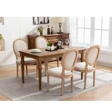 French-Style Dining Chair, Solid Wood Frame With Antique Finish, Linen Fabric Back – Set Of 2, Beige, Reference DE1845BG. Detailed Explanation Of Adaptations. - Beige + Linen - View 10