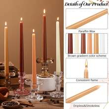 10英寸高无滴蜡锥形蜡烛套装（4支装） - 可可棕色锥形蜡烛，春季完美之选 - 无烟无味，燃烧时间长 - 手工浇注，彩色烛台 - 巧克力色