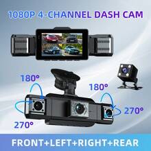 Vavupo 4通道1080P行车记录仪：这款全视角车载DVR涵盖前/左/右/后方，配备180°/270°可旋转镜头，可实现全面区域监控，从而提高驾驶安全性。 - 4 Channels Dash Camera - 查看 2
