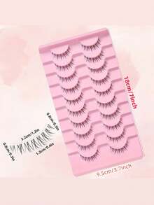 LIMEIKAI 10 Paar Sonnenblumen-Flammen Künstliche Wimpern - Komplettes transparentes Band, 10-12mm natürliches Aussehen, wiederverwendbar - Natürliche Wimpern - Übersicht 2