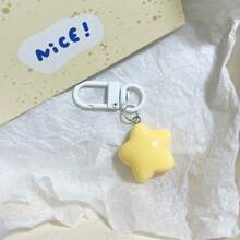 1pc Women's Cartoon Keychain, Mini Star Pendant Accessory, Cute Earphone Bag Key Chain - Yellow Star - Pendant Buckle T583 - View 1
