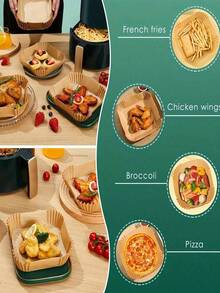 100张装 - 空气炸锅专用烘焙纸，方形（适用于2-8夸脱空气炸锅），不粘烘焙纸，适用于煎、烤、煮、煎、炸和微波加热，防油，不含托盘 - 厨房配件 - 彩色 - 查看 8