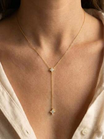 EleRunis 1 buc pandantive din argint 925 cu picătură de apă, tip Y choker, placat cu aur de 18k, colier simplu și delicat, bijuterii fine, cadou pentru femei, purtare zilnică, nuntă, petrecere, logodnă, Ziua Îndrăgostiților