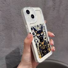 A Leisurely Black Cat Transparent Phone Case, Suitable for  15/15Plus/15Pro/15Promax,  14/14Plus/14Pro/14Promax,  13/13Pro/13Promax,  12/12Pro/12Promax,  11/11Pro Max/ 7/8/ X/Xs, Dustproof and Shockproof - Color mixto 1 - Ver 8