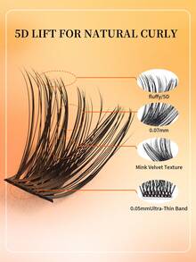 Kit de extensiones de pestañas en racimos D Curl de 485 piezas, racimos de pestañas wispy para un aspecto natural de 10-18 mm, 30D-40D, para un look natural DIY