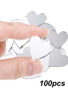 100片心形镜面马赛克瓷砖，适用于婚礼、圣诞树、花瓶、工艺品制作、家居墙面DIY装饰 - 銀色 - 查看 9