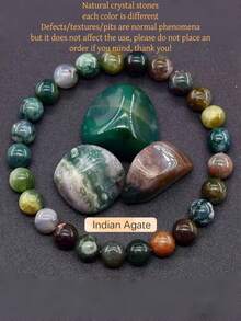 1条6毫米波西米亚风天然石手链，可叠戴，适合女性作为节日礼物、派对配饰、日常佩戴、时尚饰品（虎眼石/青金石/黑曜石/水晶等，寓意提升智慧和灵性）