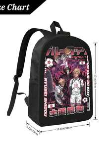 Anime Ryusei Shidou Blue Lock Unisex Tee Japanese Manga Fan Gift, Cartoon Vibrant Printed Polyester Backpack - Sturdy Construction For Everyday Adventures - Black - View 4